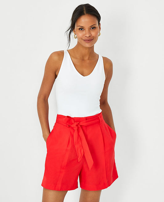 Le short plissé à nouer en lin mélangé