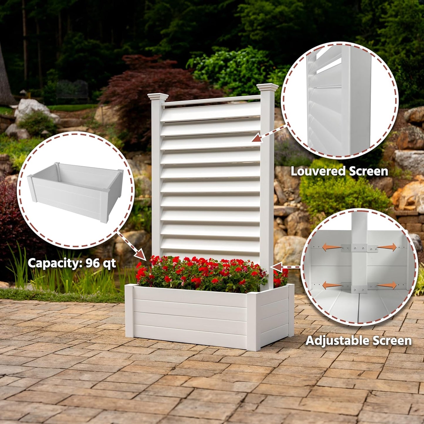 ??Planter boxes with trellis privacy screen