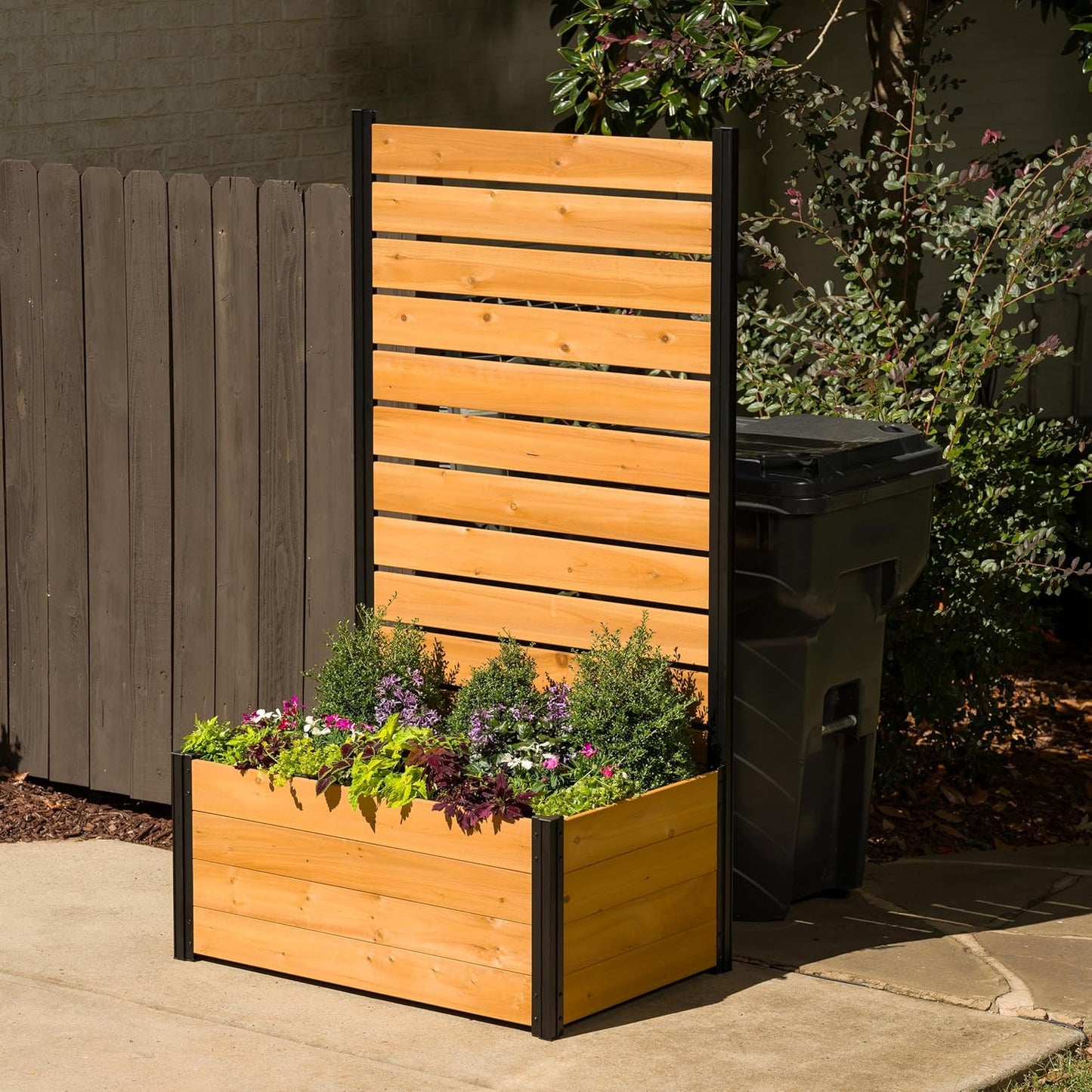 ??Planter boxes with trellis privacy screen