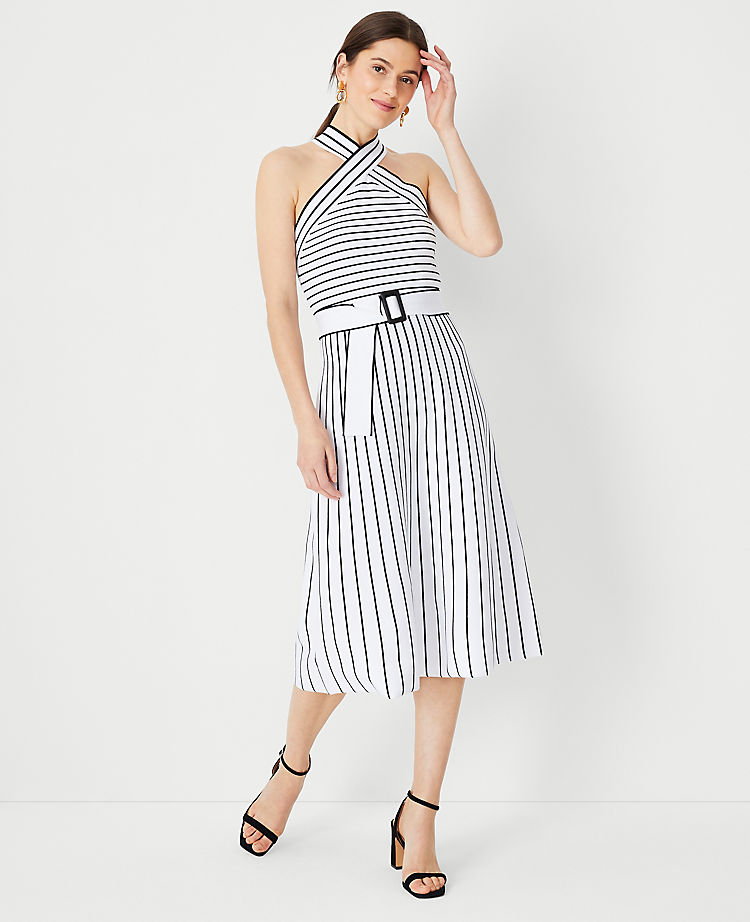 Robe pull dos nu croisé à rayures