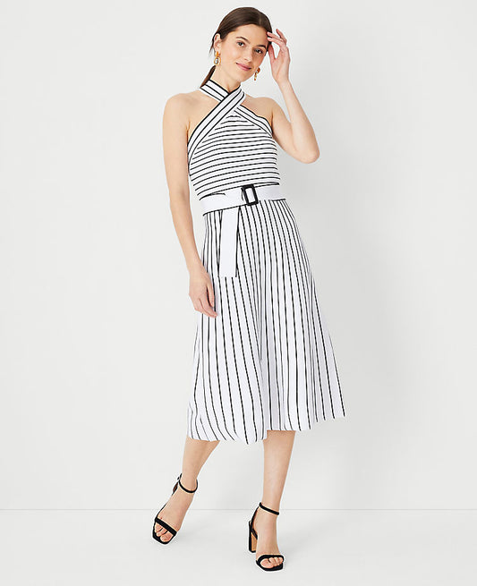 Robe pull dos nu croisé à rayures