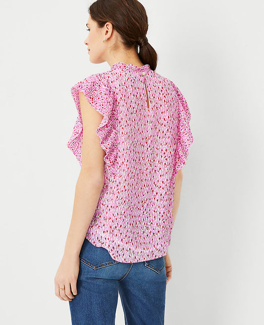 Haut à volants plissé floral