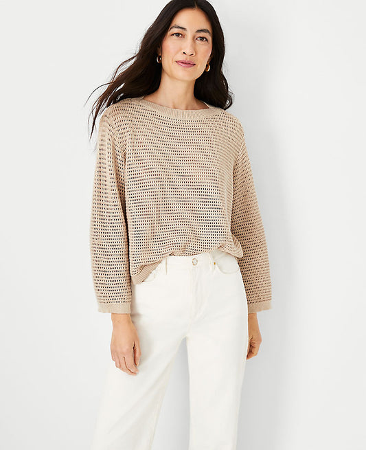 Pull décontracté maille ajourée