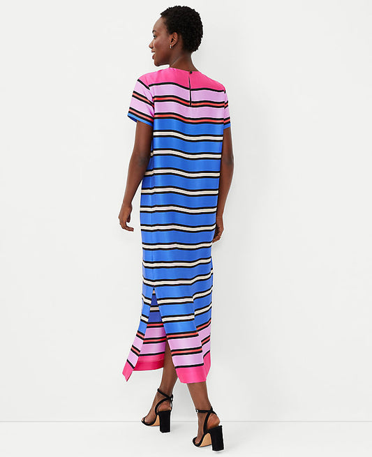 Robe longue rayée multicolore