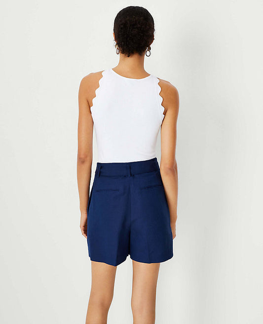 Le short plissé à nouer en lin mélangé