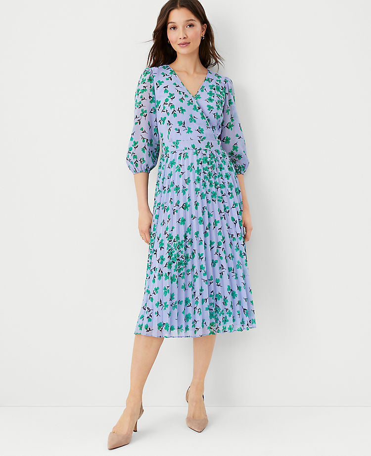 Floral Pleated Flare Dress