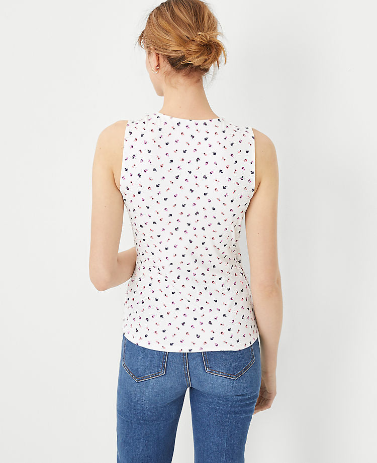 Ärmelloses Wickel-Top aus raffiniertem Stretch-Stoff mit Blumenmuster