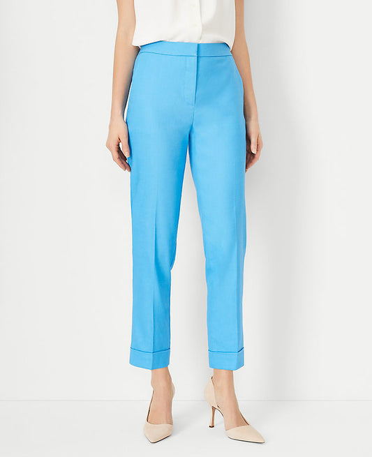 Le pantalon de cheville taille haute Eva en mélange de lin - Coupe incurvée