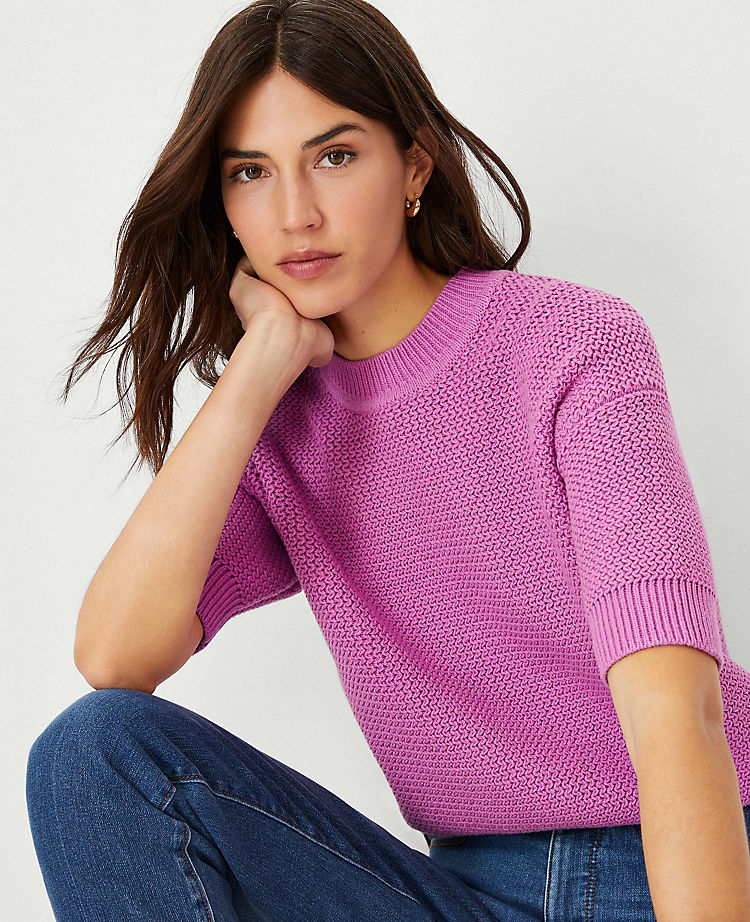 Geo Stitch Pullover mit Ellbogenärmeln
