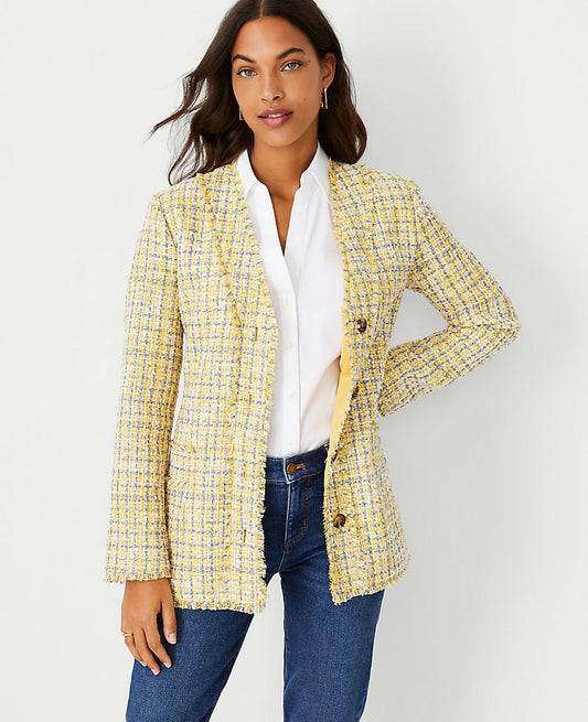 Veste Cardigan en Tweed Frangé