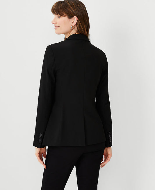 Le blazer long à un bouton en bi-stretch