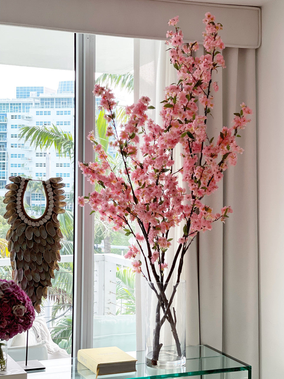 Cherry Blossoms in 16″ Glass Cylinder