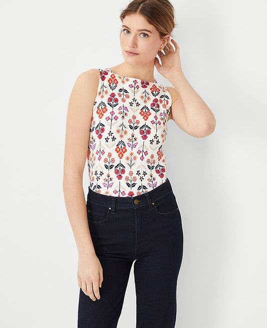 Débardeur en tricot fleuri