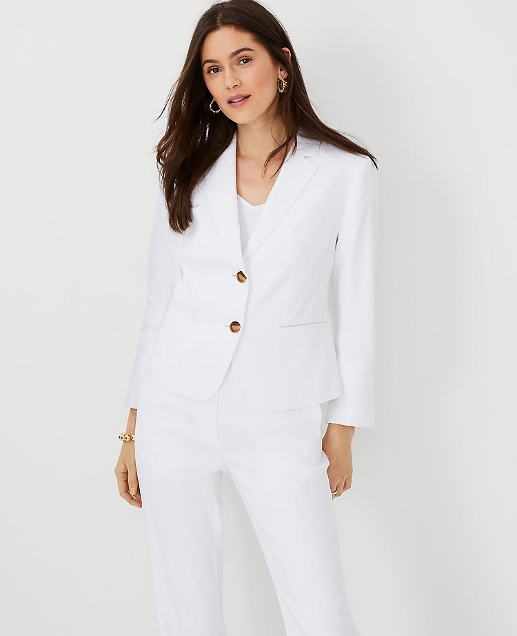 The Shorter Two Button Blazer in Linen Blend