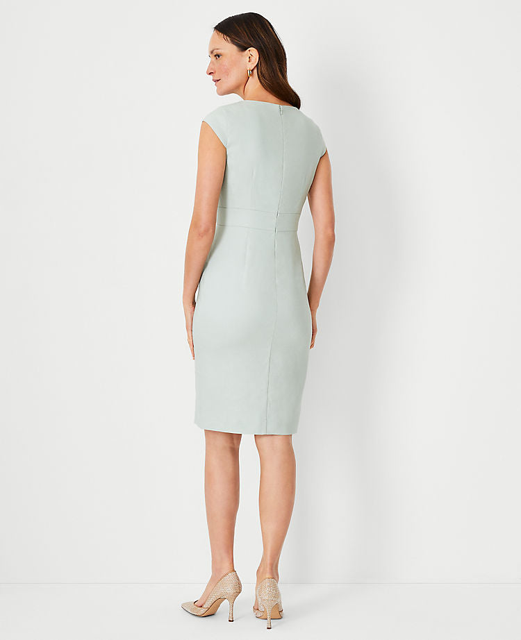 The Scooped Square Neck Sheath Dress in Linen Blend