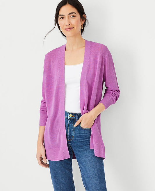 Gilet ouvert en lin mélangé