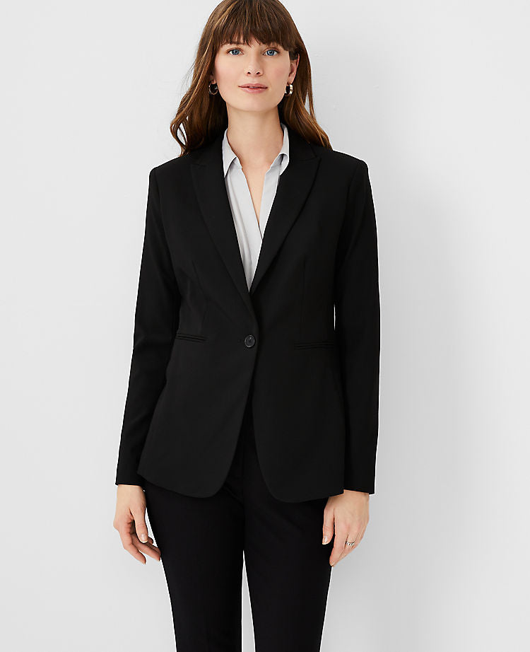 Der lange Einreiher-Blazer aus Bi-Stretch