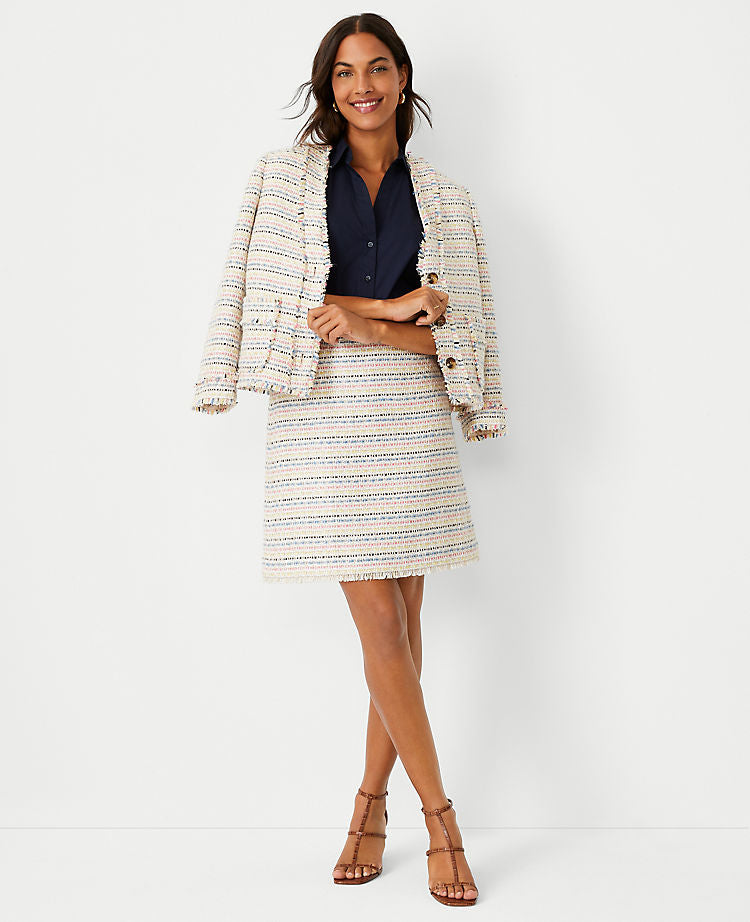 Shimmer FRinge Tweed Skirt
