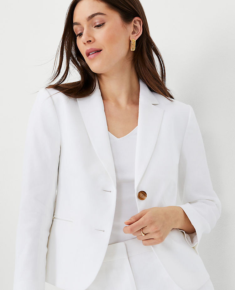 The Shorter Two Button Blazer in Linen Blend