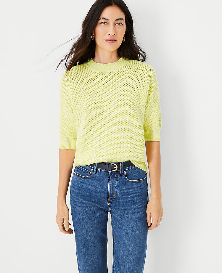Geo Stitch Pullover mit Ellbogenärmeln
