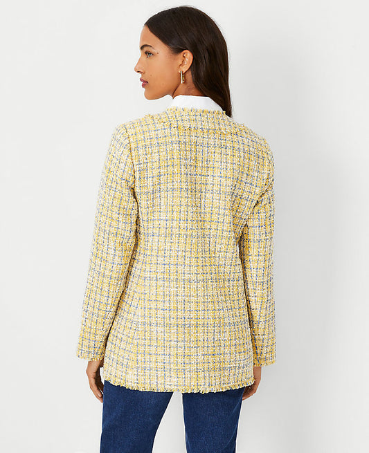 Veste Cardigan en Tweed Frangé