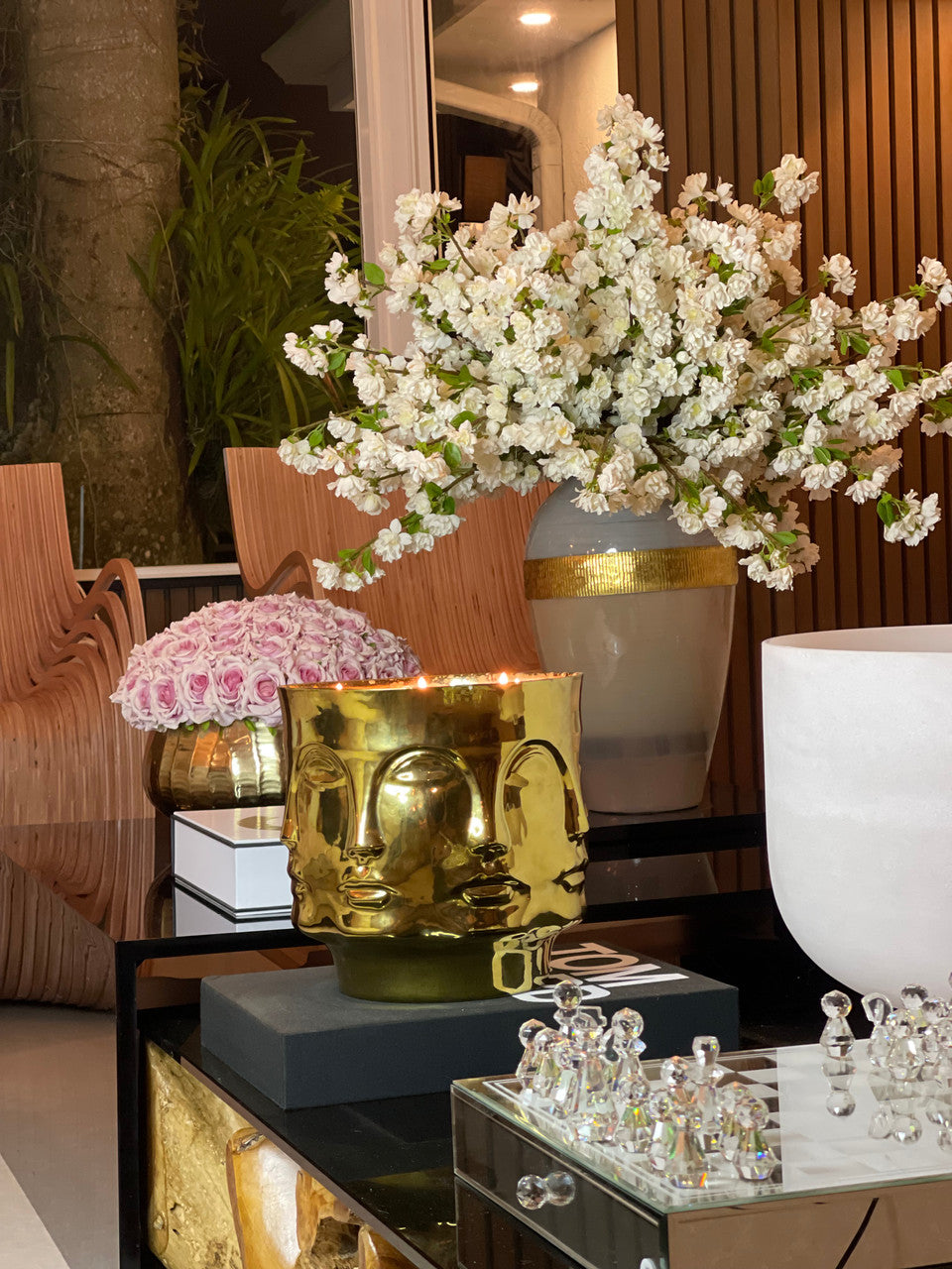 Goddess Vase with White Cherry Blossoms