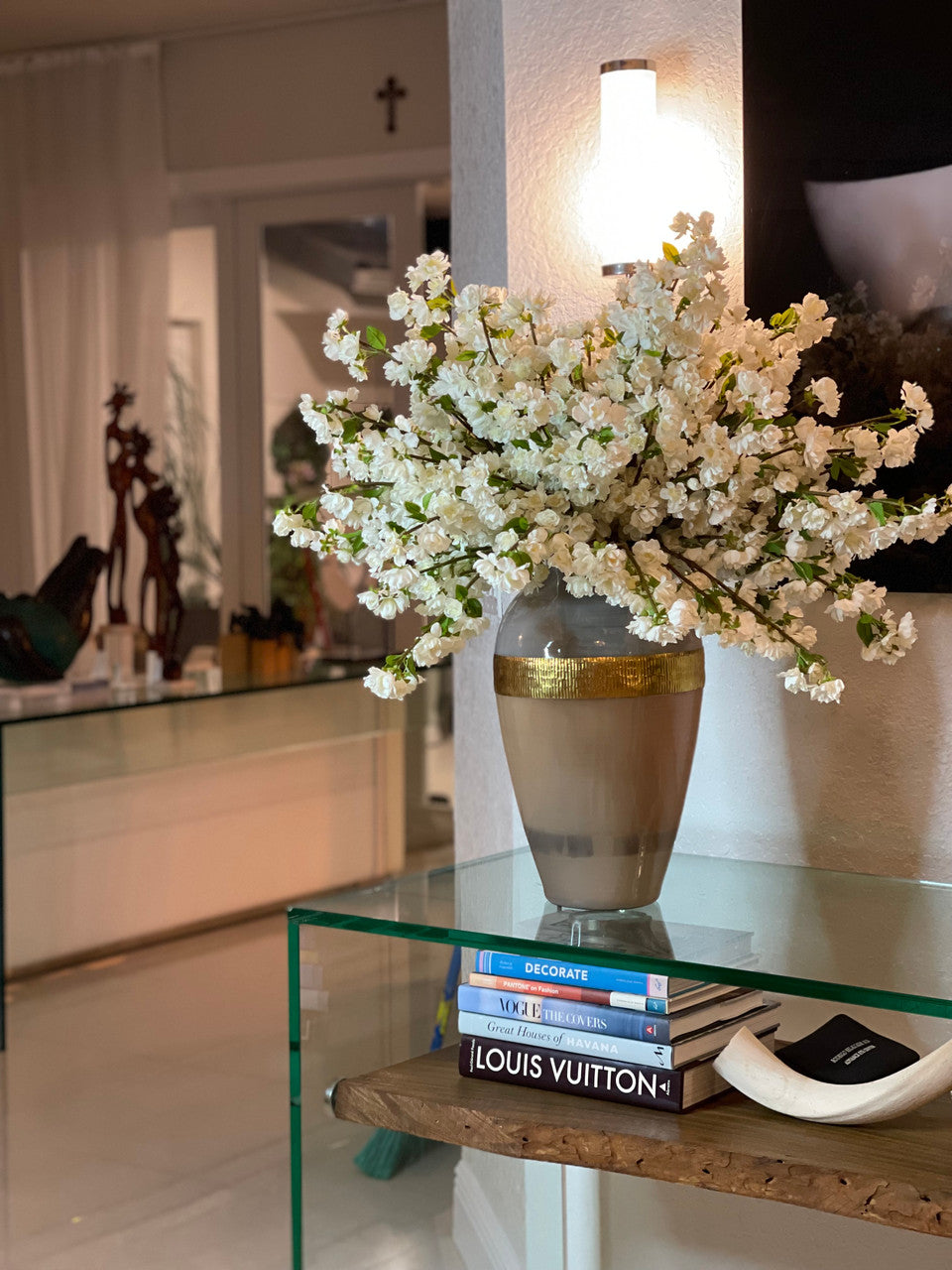 Goddess Vase with White Cherry Blossoms