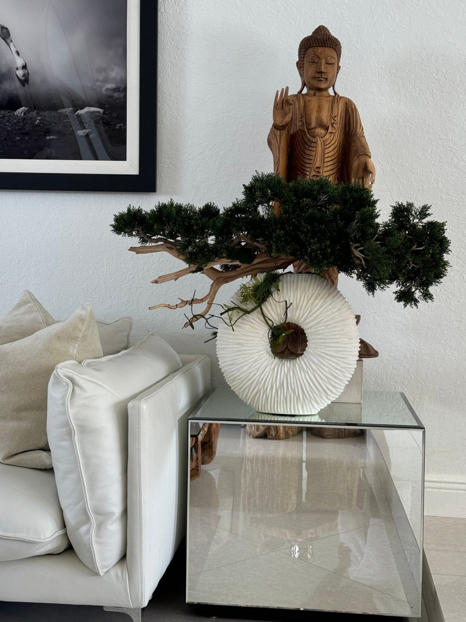 Medium Eternity Vase with Trailing Bonsai Tree and Driftwood
