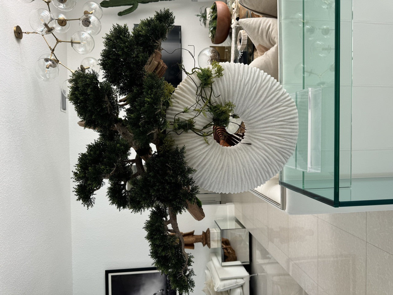 Medium Eternity Vase with Trailing Bonsai Tree and Driftwood