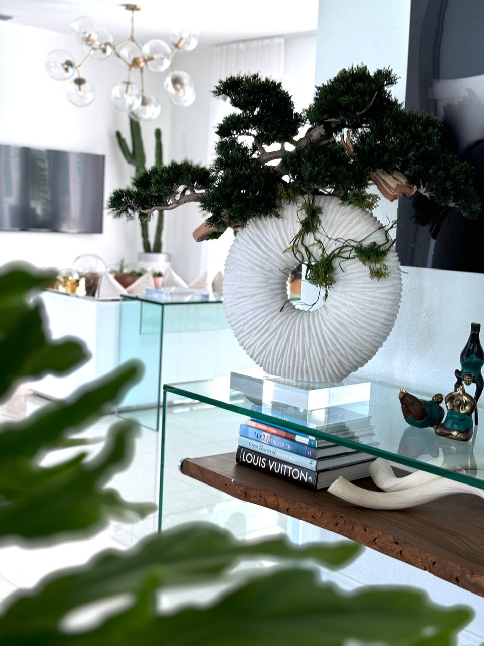 Large Eternity Vase with Trailing Bonsai Tree and Driftwood