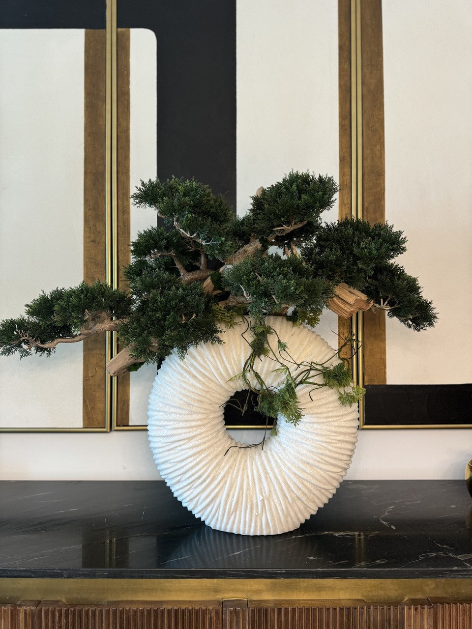 Large Eternity Vase with Trailing Bonsai Tree and Driftwood