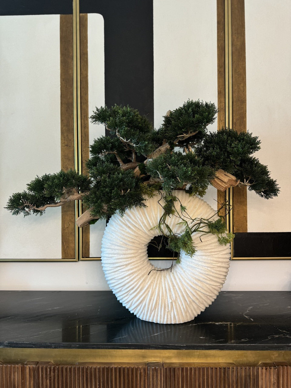 Medium Eternity Vase with Trailing Bonsai Tree and Driftwood