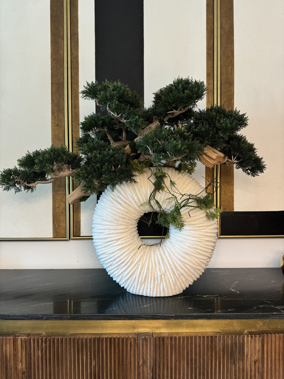 Medium Eternity Vase with Trailing Bonsai Tree and Driftwood