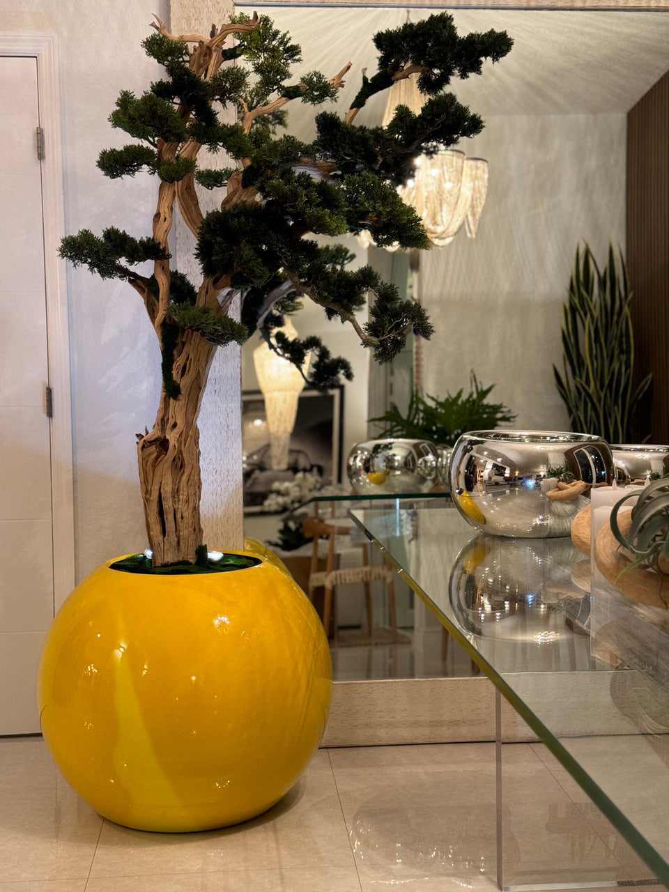 Trailing Bonsai in 30″ Saffron Yellow Globe