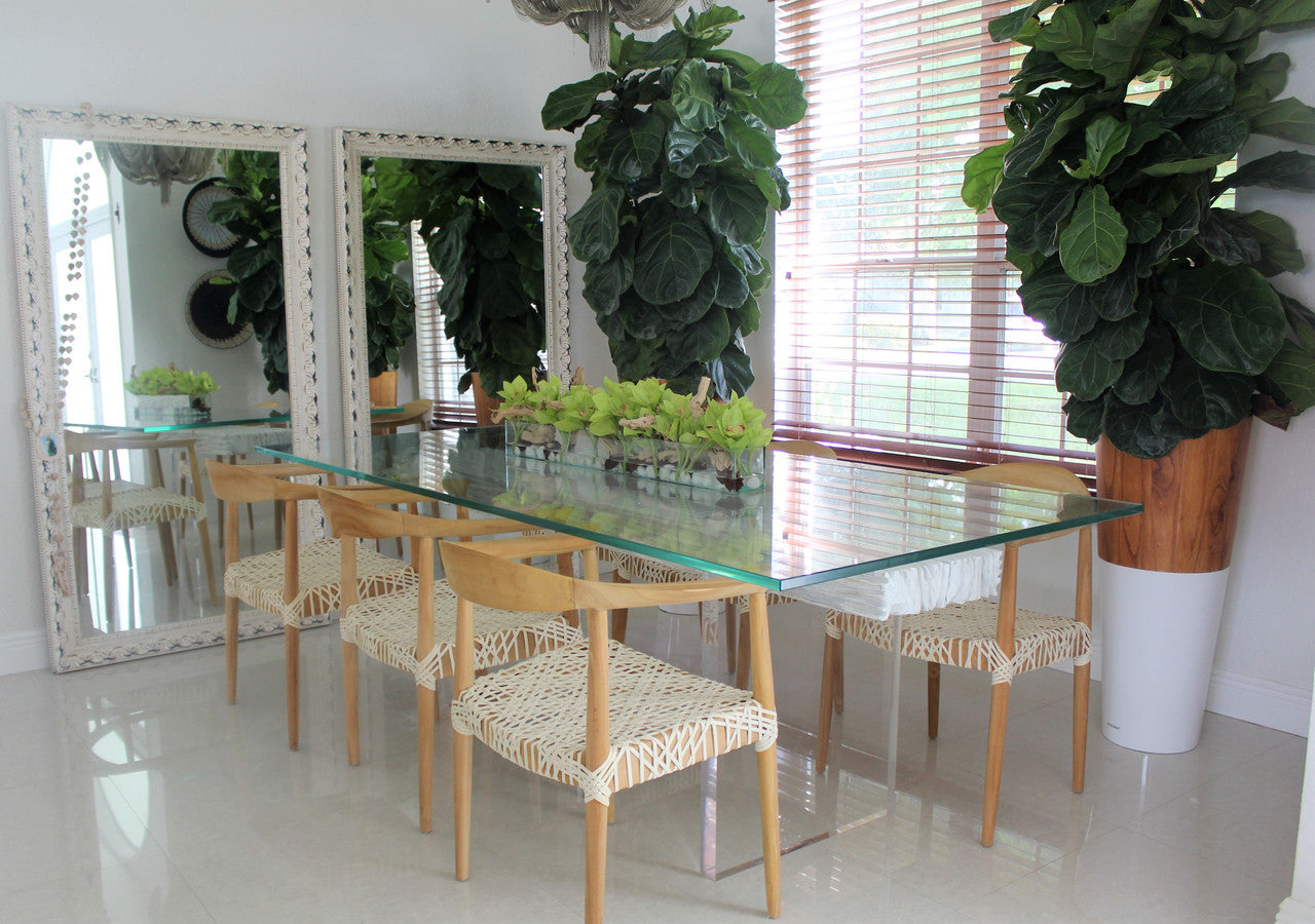 Pot de fleurs en verre Casa Moderna 36″ avec orchidées Cymbidium vertes