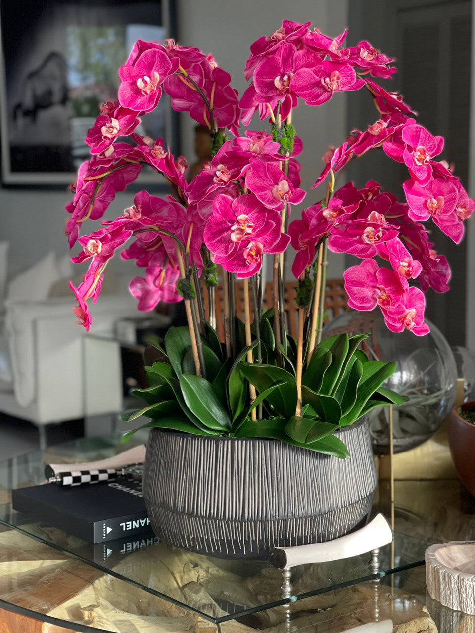 Java Bowl with Pink Phalaenopsis Orchids(Out of Stock)