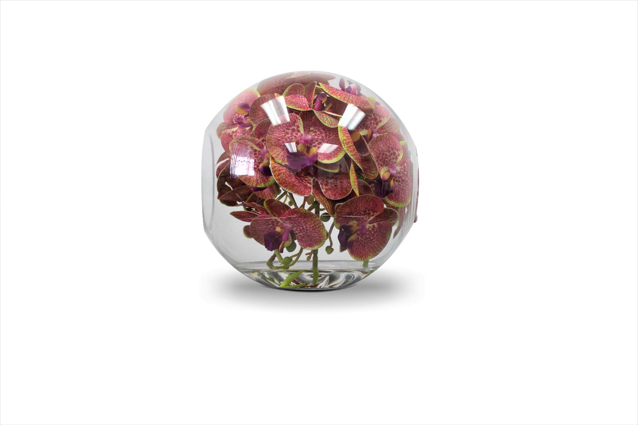 Vase Crosswinds de 30 cm avec orchidées roses