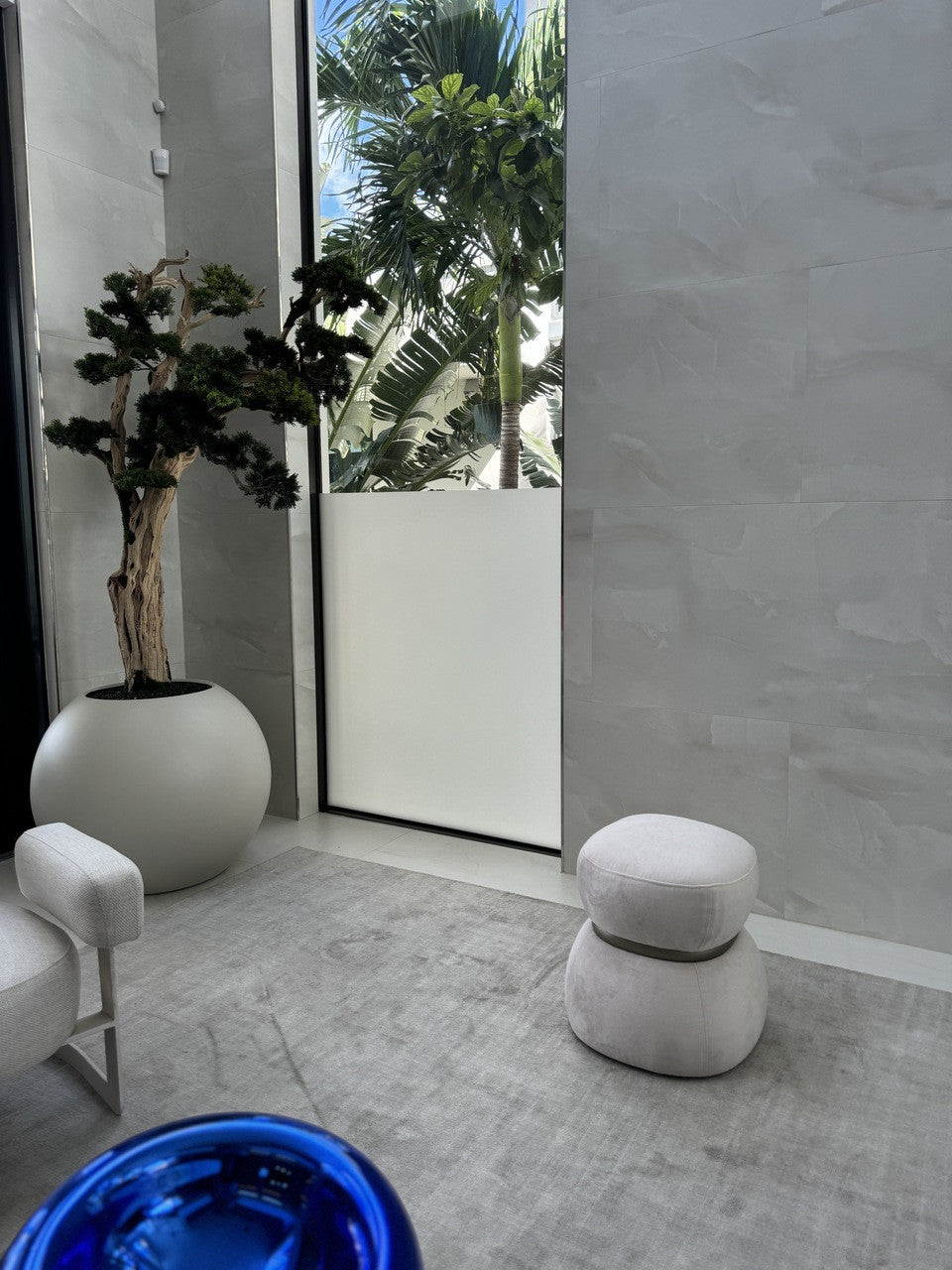 Trailing Bonsai in 30″ Satin Beige Globe