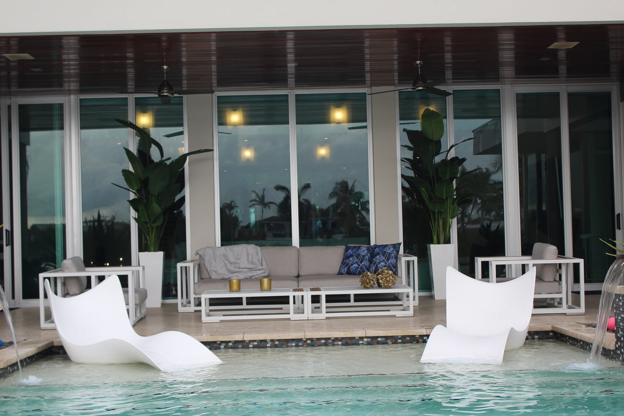 9 ft Bird of Paradise with Medium Beau Planter in Glossy White