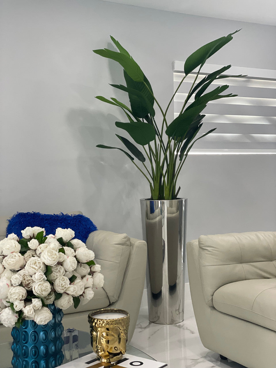 Stainless Cone Planter with Bird of Paradise (7′)