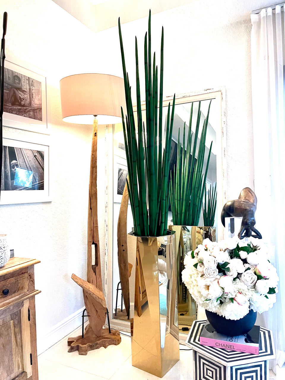 Jardinière octogonale Prism avec Sansevieria