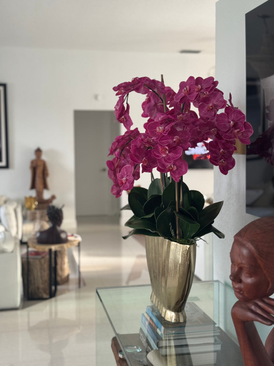 Vivien Gold Vase with Pink Phaleanopsis Orchids