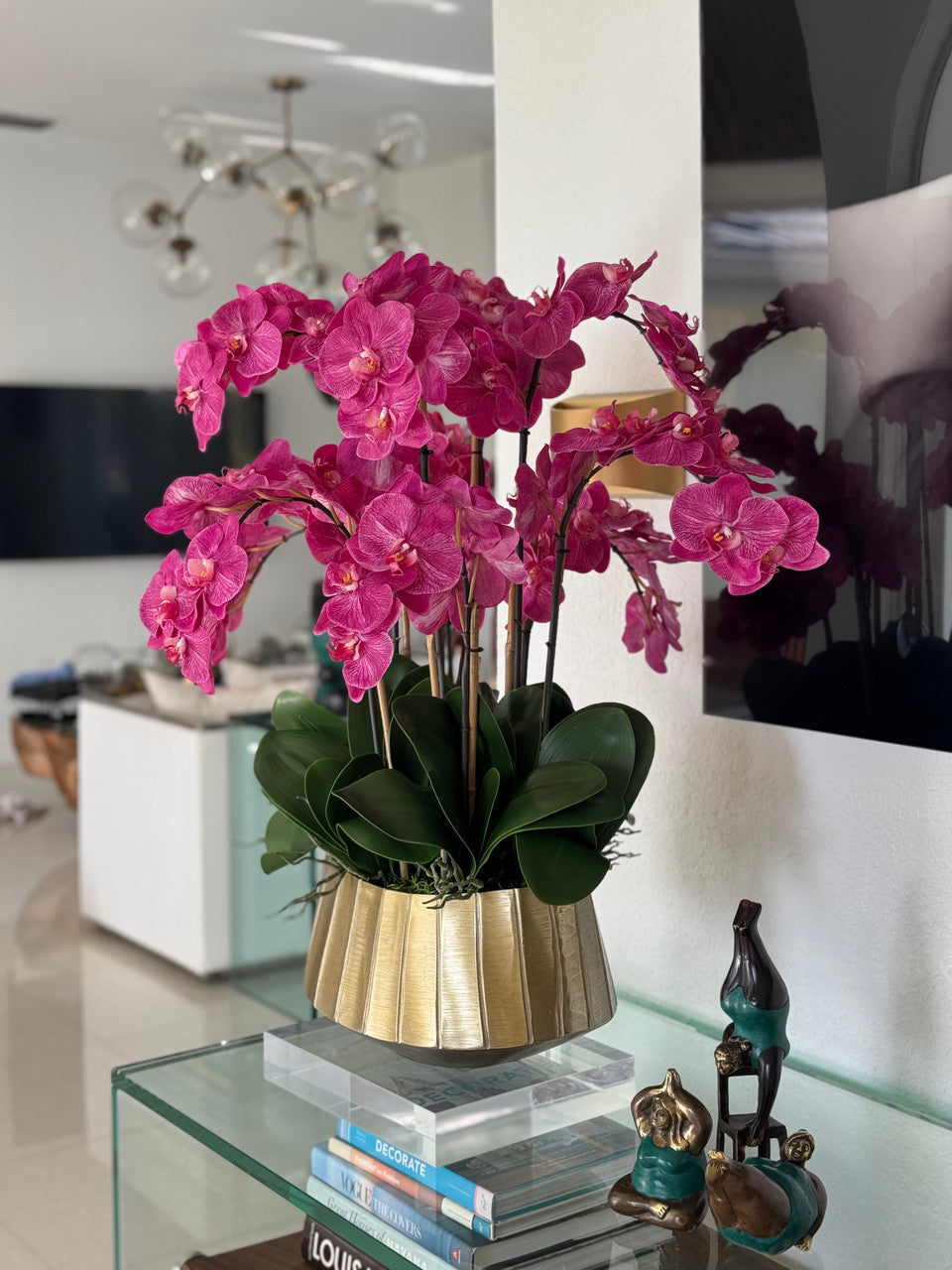 Jardinière Helena avec orchidées Phalaenopsis roses