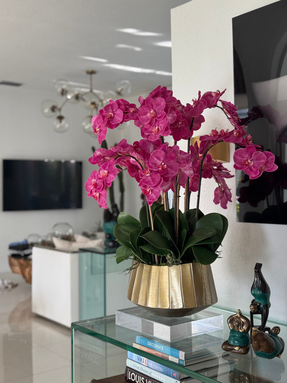 Jardinière Helena avec orchidées Phalaenopsis roses