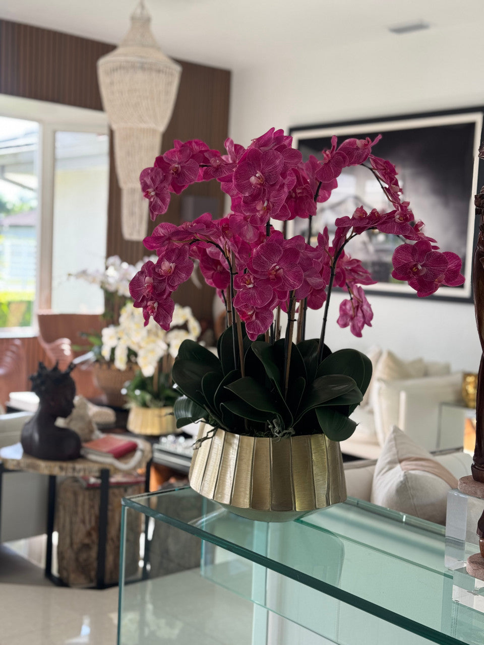 Jardinière Helena avec orchidées Phalaenopsis roses