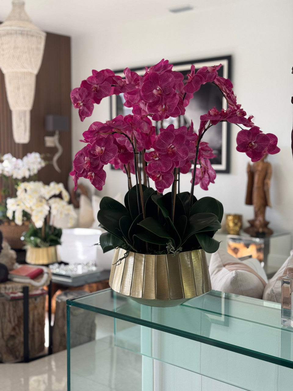 Jardinière Helena avec orchidées Phalaenopsis roses