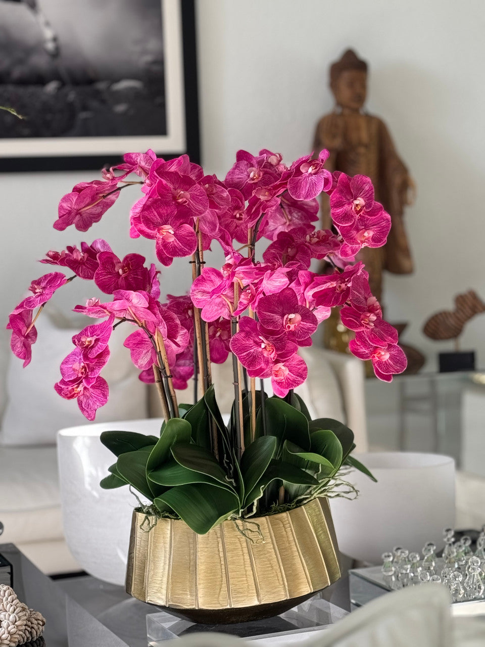 Jardinière Helena avec orchidées Phalaenopsis roses