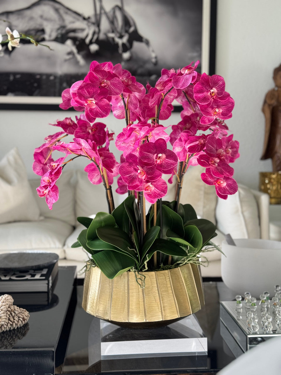 Jardinière Helena avec orchidées Phalaenopsis roses
