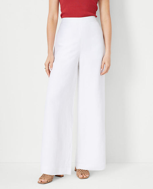 Le pantalon palazzo en mélange de lin à enfiler