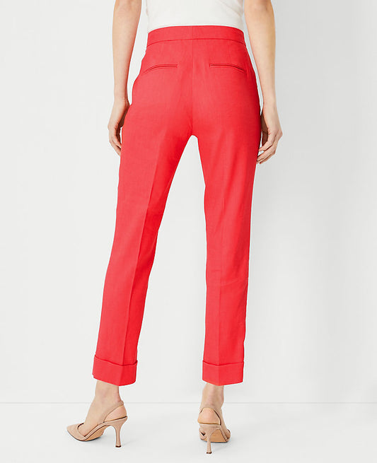 Le pantalon cheville taille haute Eva en mélange de lin
